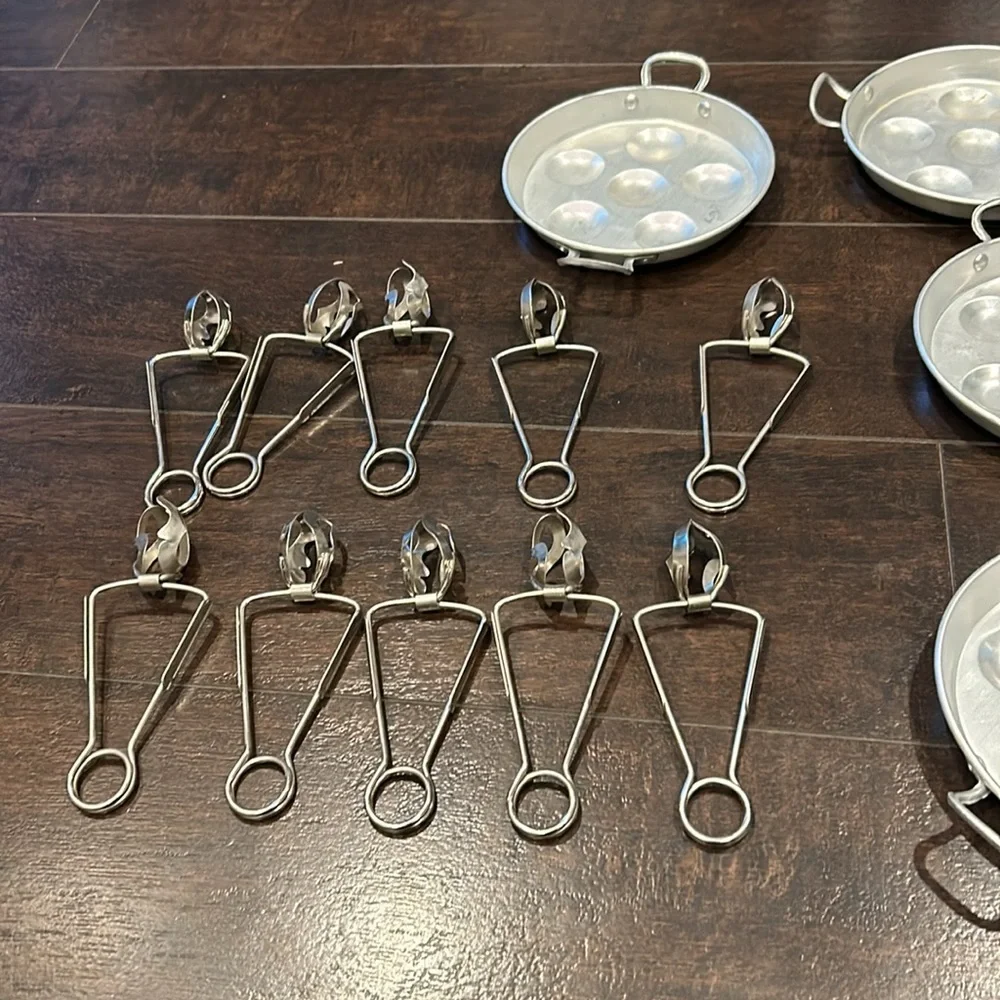 Escargot Pans and Tongs Lalu Rex Vintage Tongs Ten pieces Aluminum France